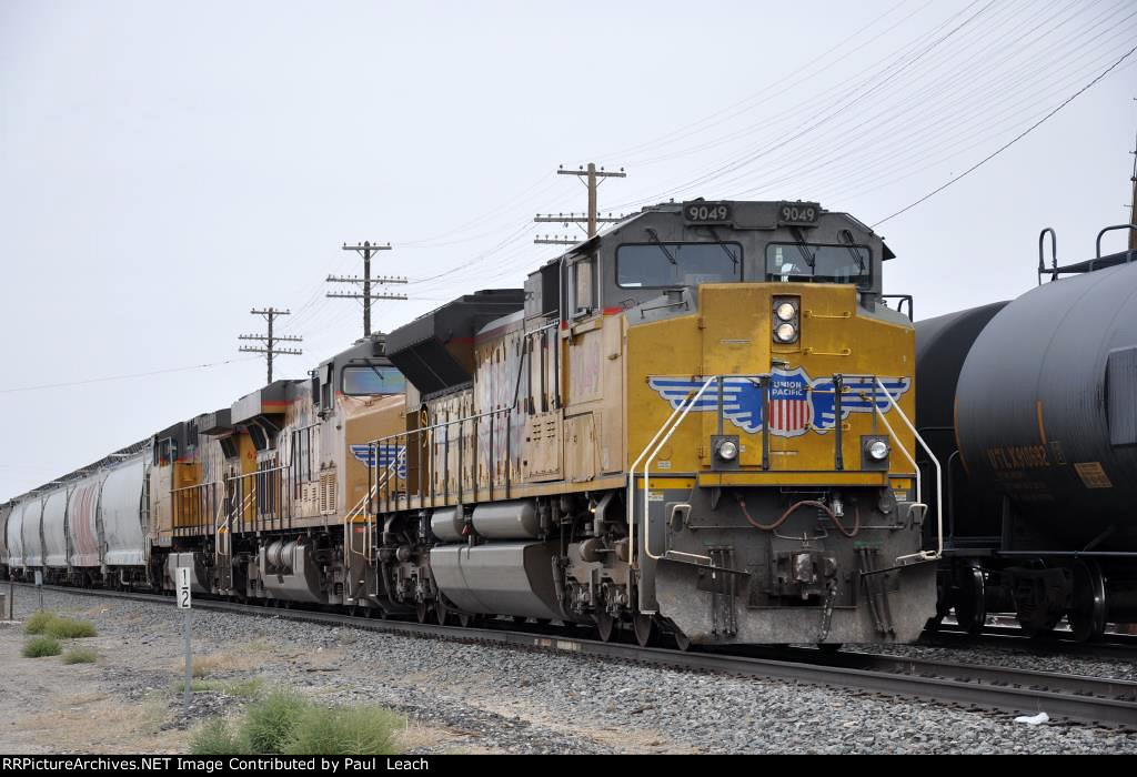 Tied down eastbound manifest waits in the yard